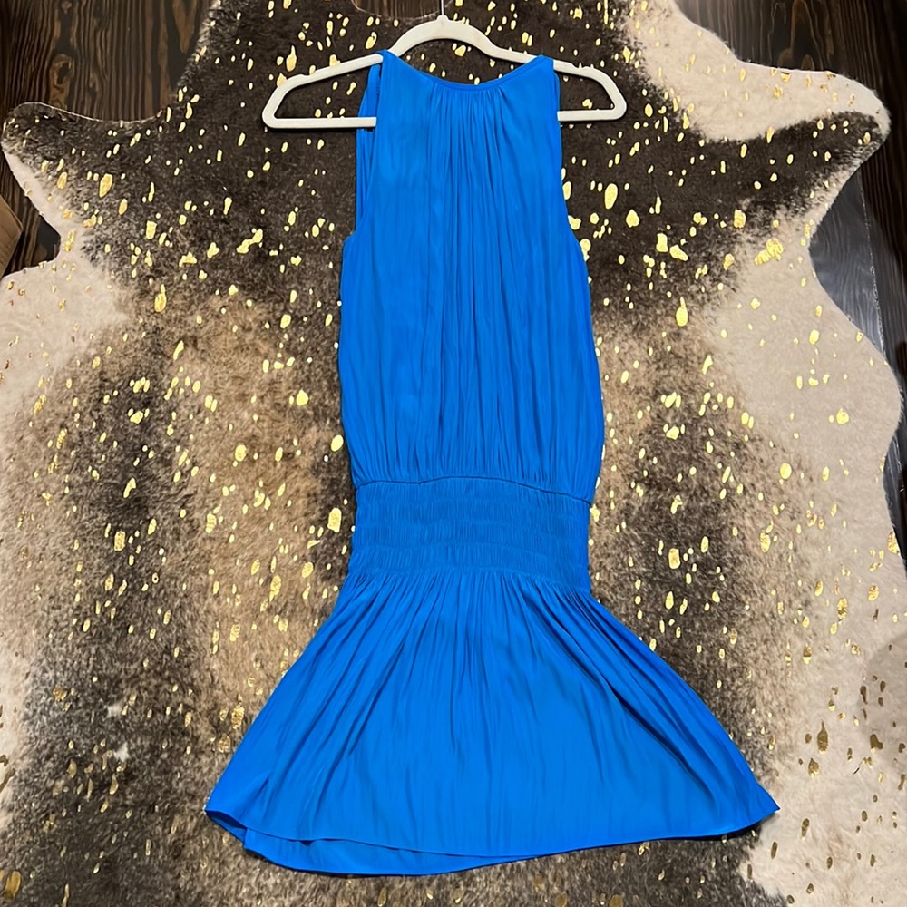 Ramy Brook royal blue tank top flow mini dress - cinched at waist